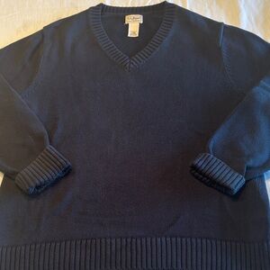 L.L. Bean Men's Dark Navy V-Neck Sweater , 100% Cotton , L , $22